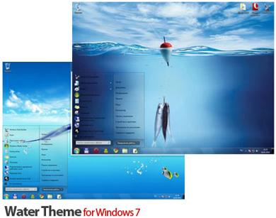 تم زیبای ماهی و آب برای ویندوز سون – Water Theme for Windows 7