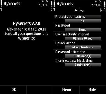 قفل گذاری روی نرم افزار ها با MySecrets v2.00 برای نوکیا سری ۶۰ ویرایش ۵ و۳