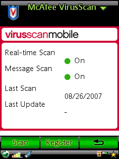 نرم افزار موبایل  Mcafee Virus Scan – سری UIQ3
